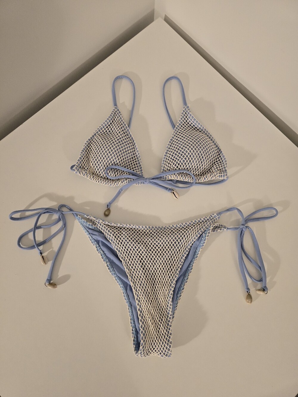 Women’s Light Blue Mesh Triangle Bikini Set